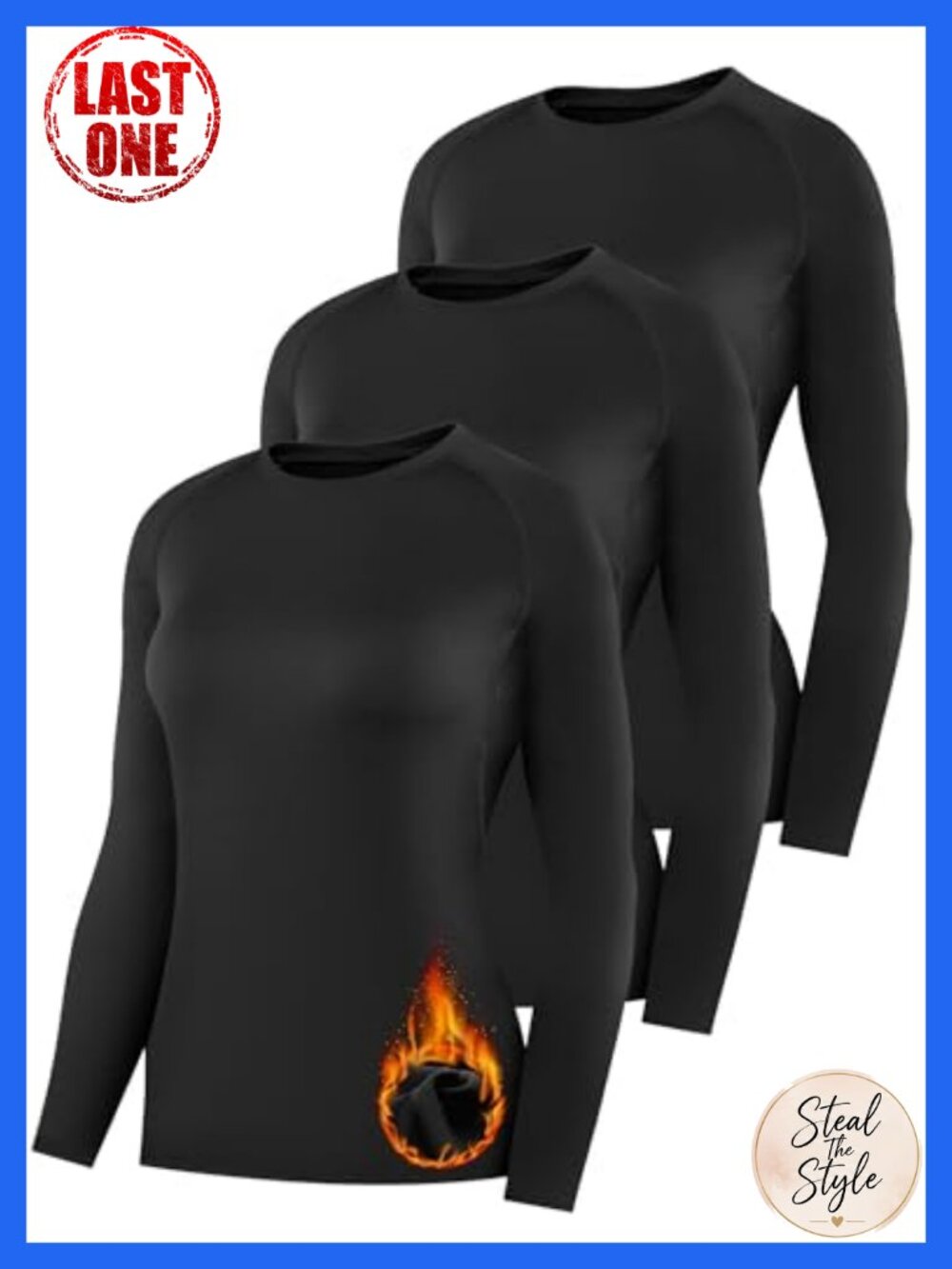 Womens Thermal Compression Long Sleeve Crew Neck Fleece Lined Base Layer Top